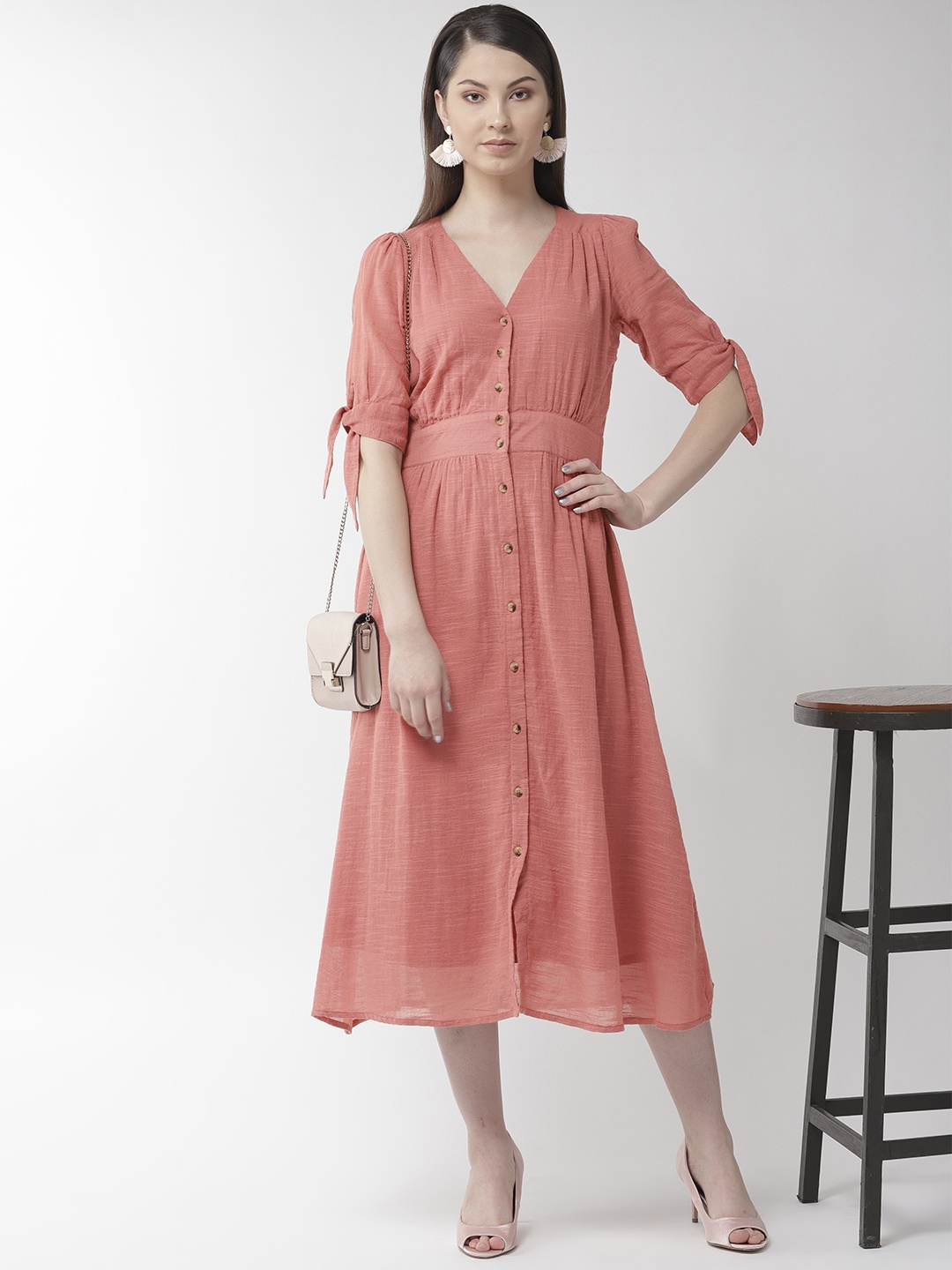 

SCOUP Women Dusty Pink Solid A-Line Dress