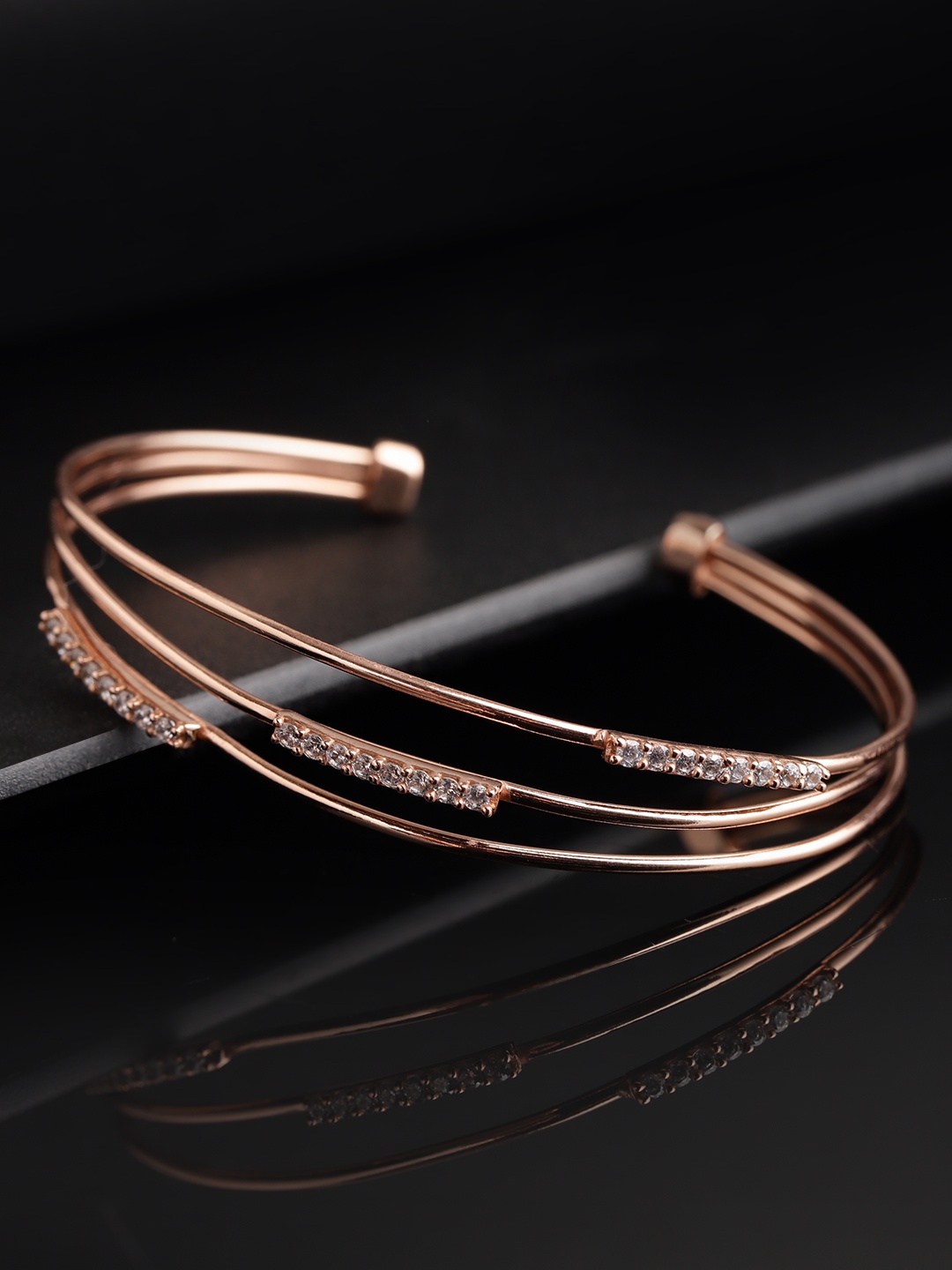 

Carlton London Rose Gold-Plated CZ Studded Cuff Bracelet