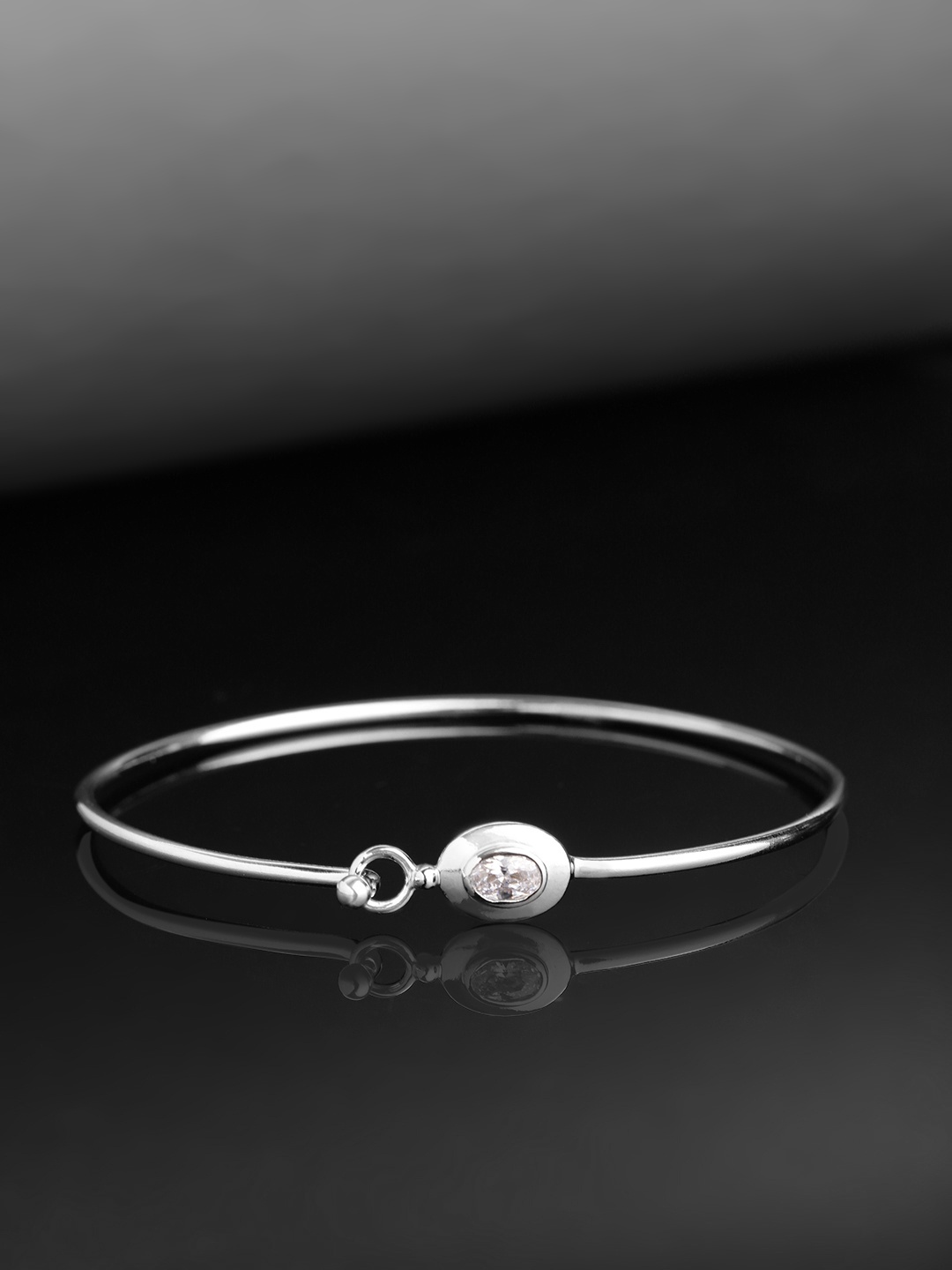 

Carlton London Silver-Toned Rhodium-Plated CZ Studded Bracelet