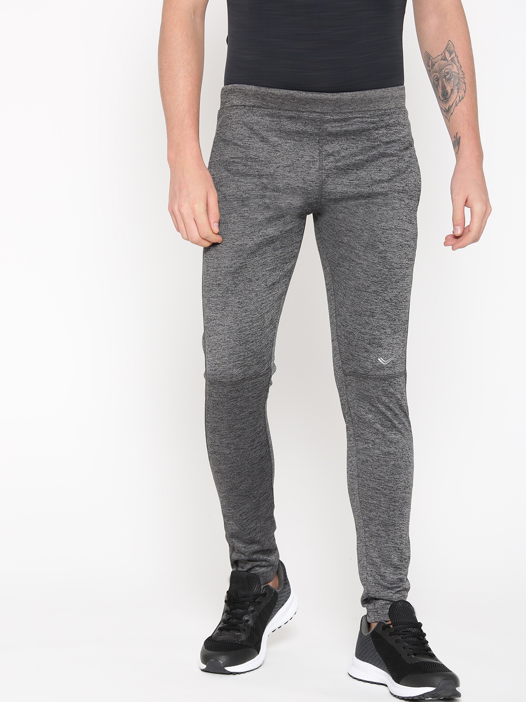 

Yuuki Men Charcoal Grey Slub Effect Slim Fit Running Tights