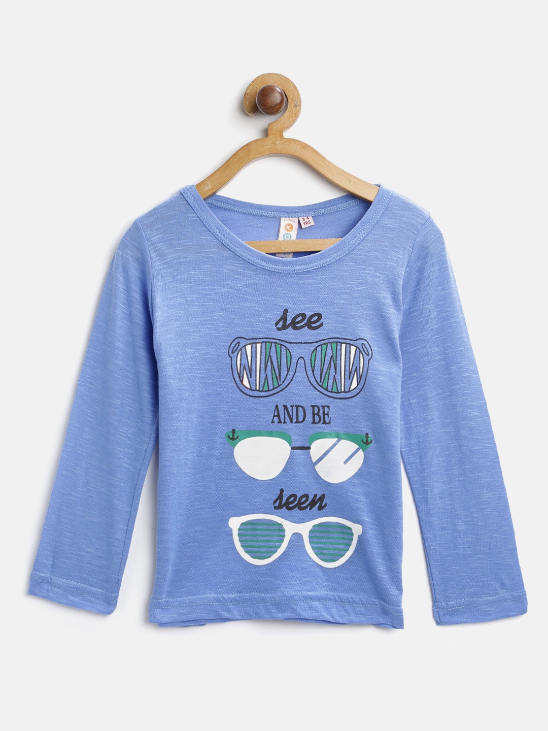 

Kids On Board Girls Blue Printed Round Neck Pure Cotton T-shirt