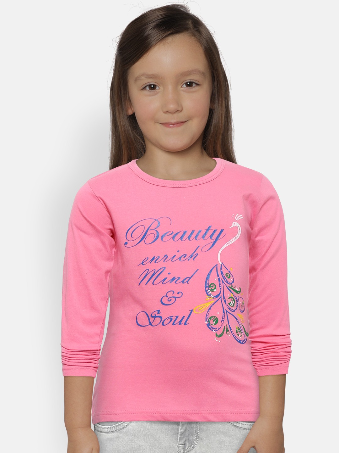 

Kids On Board Girls Pink Printed Round Neck Cotton T-shirt