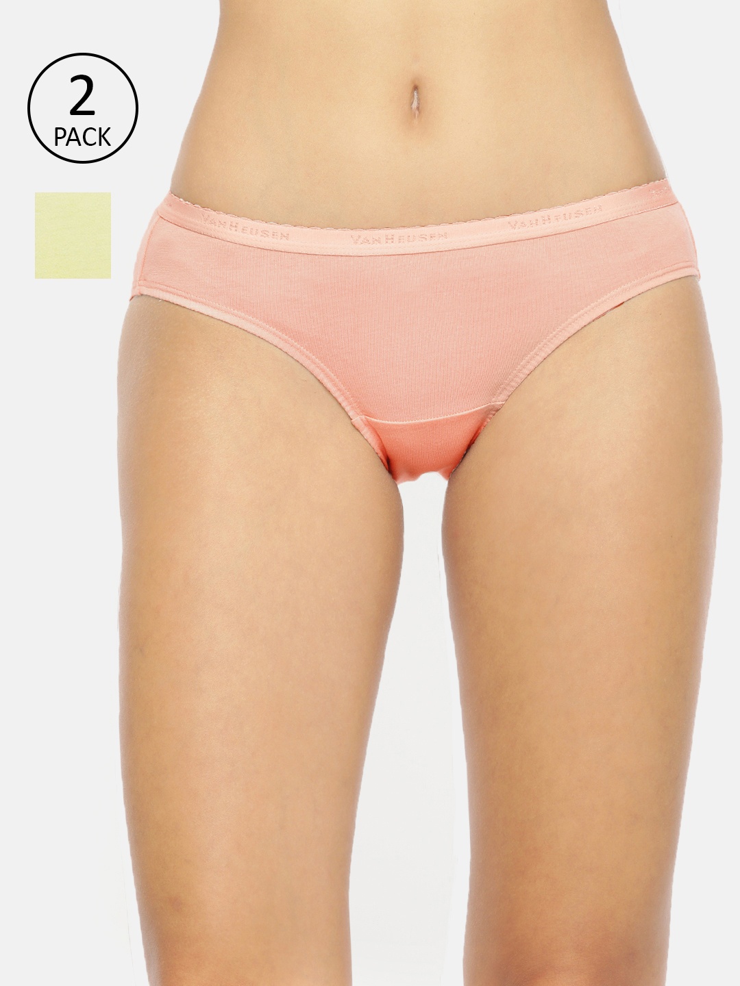 

Van Heusen Women Assorted Solid Pack of 2 Solid Anti Bacterial 4 Way Stretch Bikini Panty
