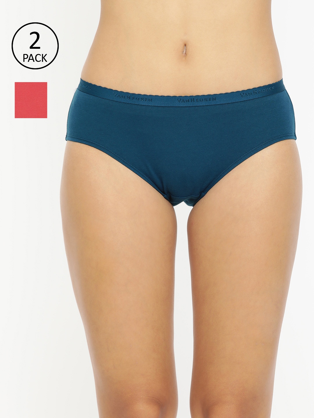 

Van Heusen Women Assorted Pack of 2 Solid Anti Bacterial No Marks Waistband Hipster Panty