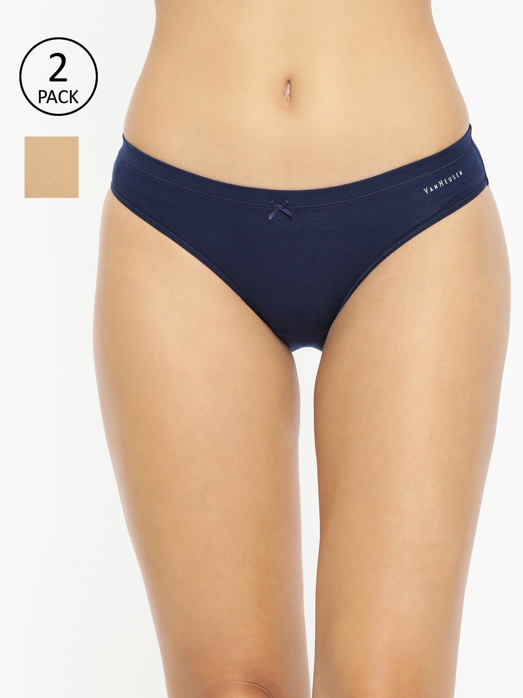 

Van Heusen Women Assorted Pack of 2 Solid Anti Bacterial No Marks Waistband Bikini Panty