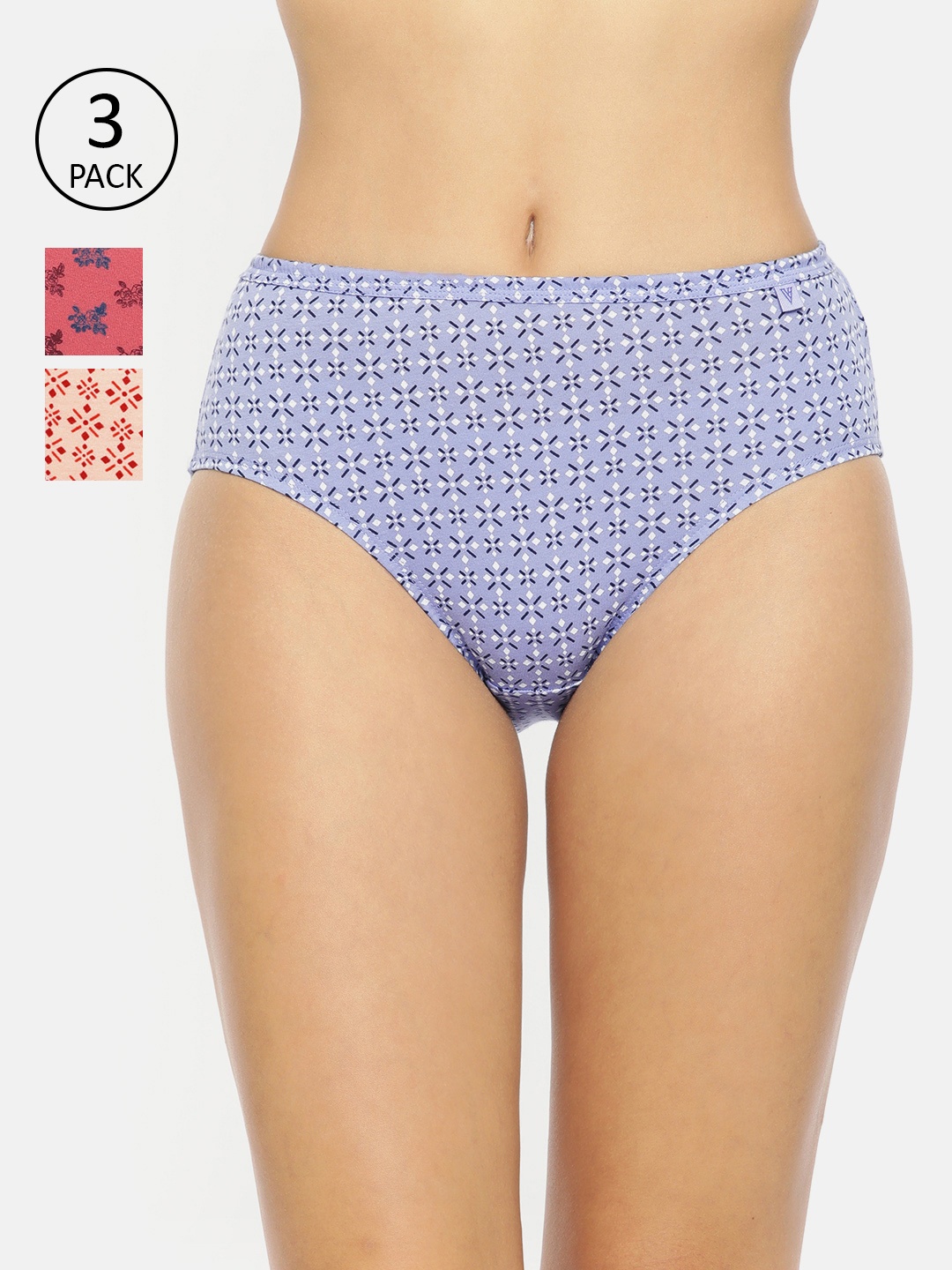

Van Heusen Women Pack of 3 Allover Print Anti Bacterial No Marks Waistband Hipster Panty, Assorted