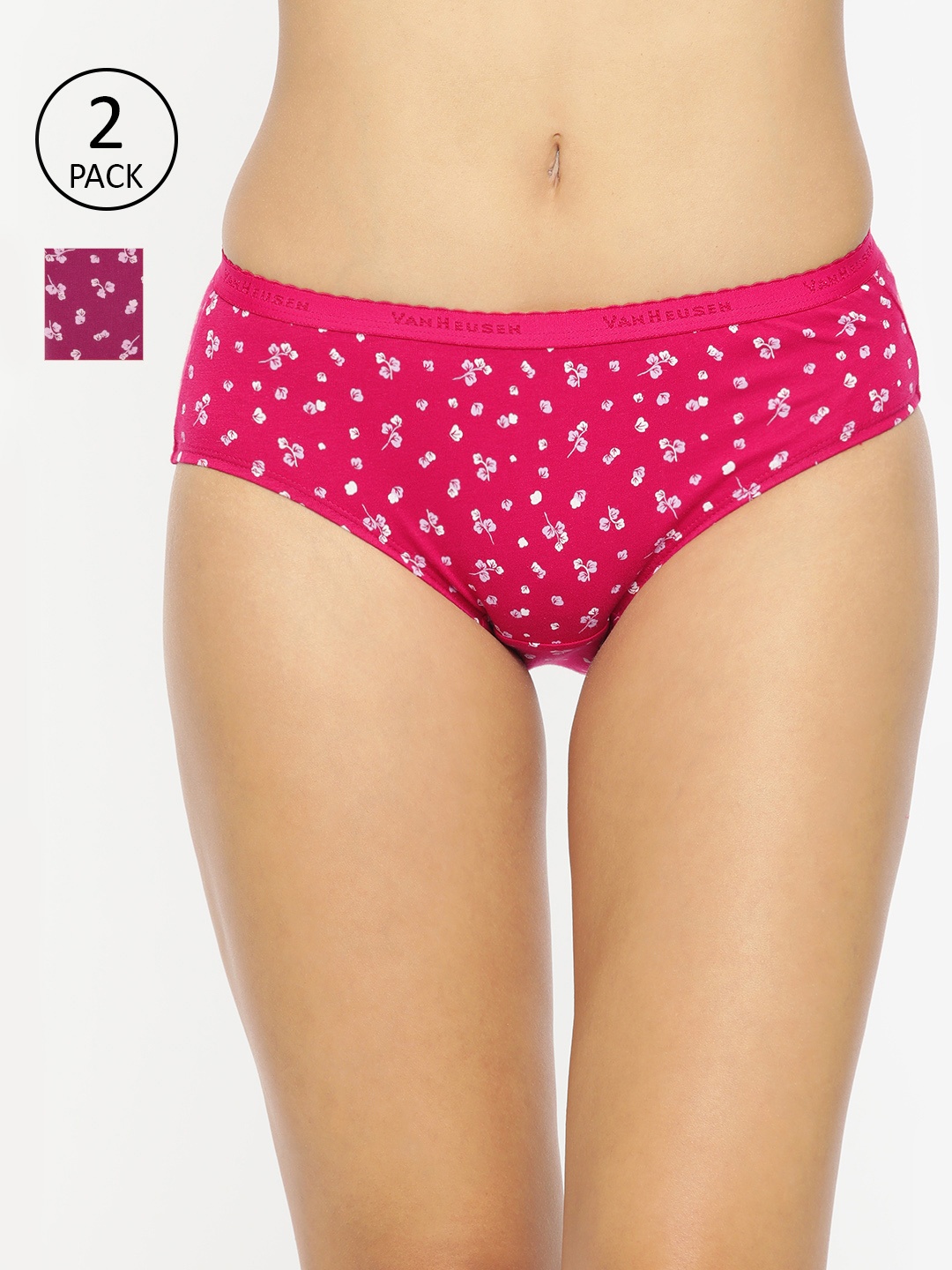 

Van Heusen Women Pack of 2 Allover Print Anti Bacterial No Marks Waistband Hipster Panty, Assorted