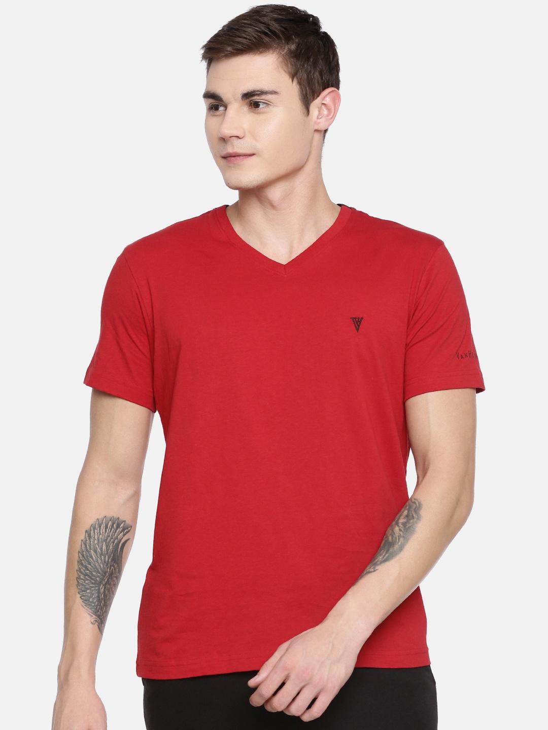 

Van Heusen Athleisure Solid Smart Tech Easy Stain Release T-Shirt, Red