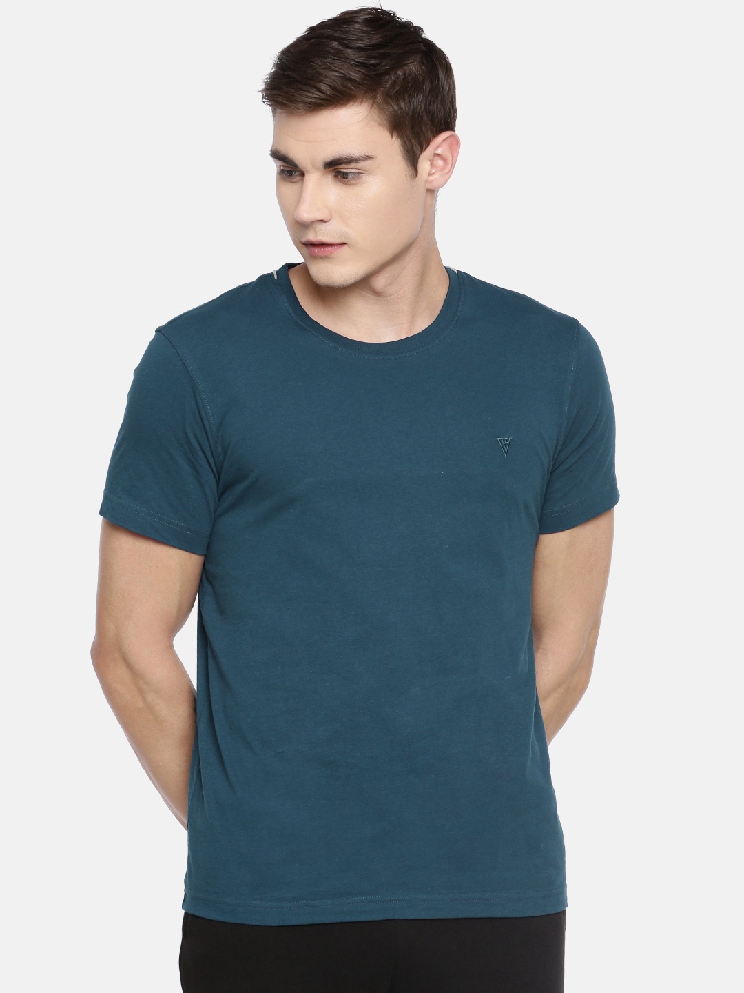 

Van Heusen Athleisure Men Solid Smart Tech Easy Stain Release T-Shirt, Teal