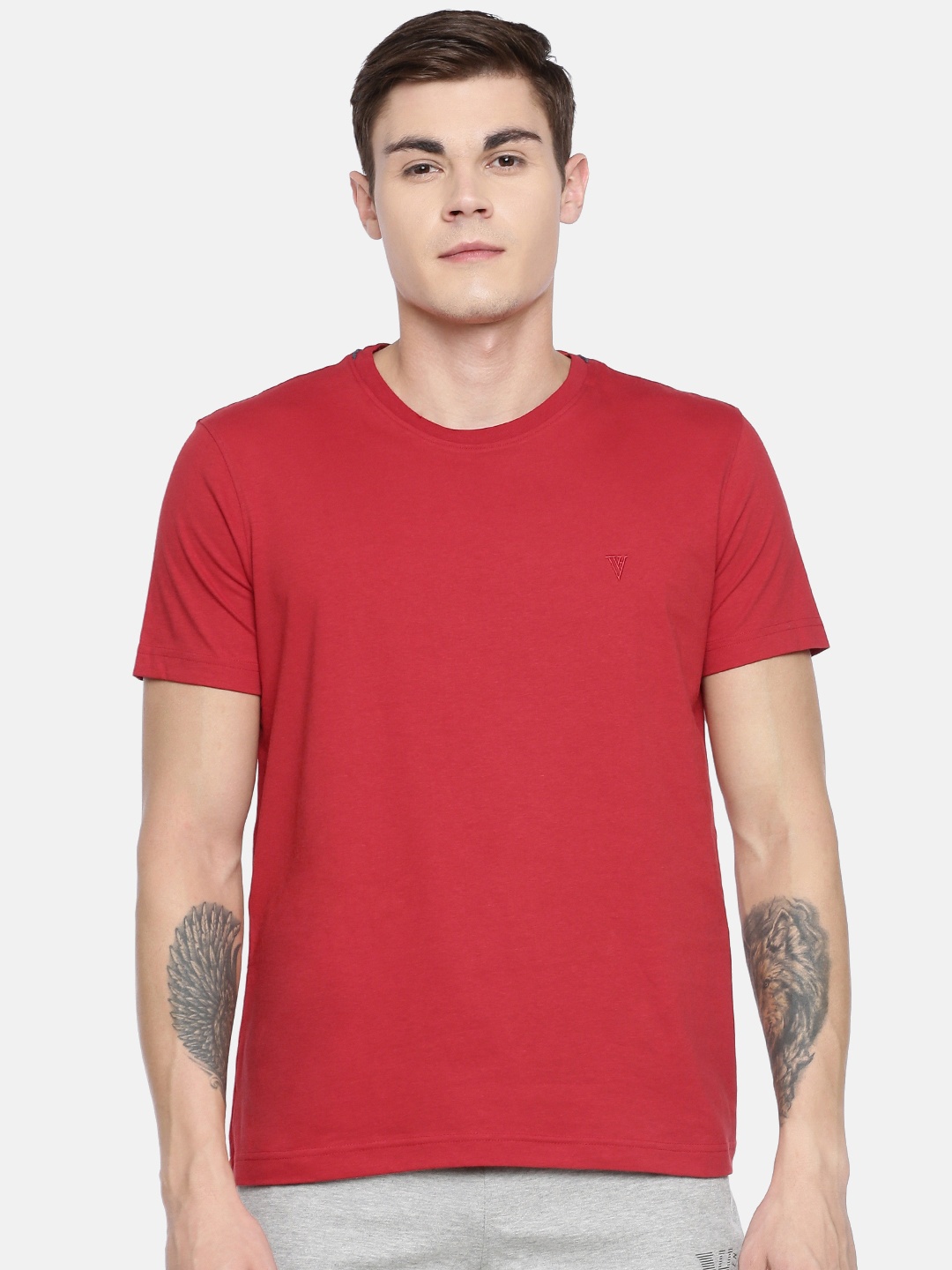 

Van Heusen Athleisure Men Solid Smart Tech Easy Stain Release T-Shirt, Red