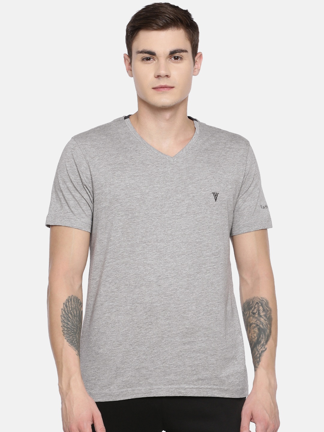 

Van Heusen Athleisure Cotton Smart Tech Easy Stain Release T-Shirt, Grey melange