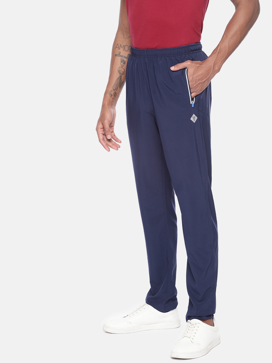 

Van Heusen Men Solid Swift Dry 4-Way Stretch Active Track Pants, Navy blue
