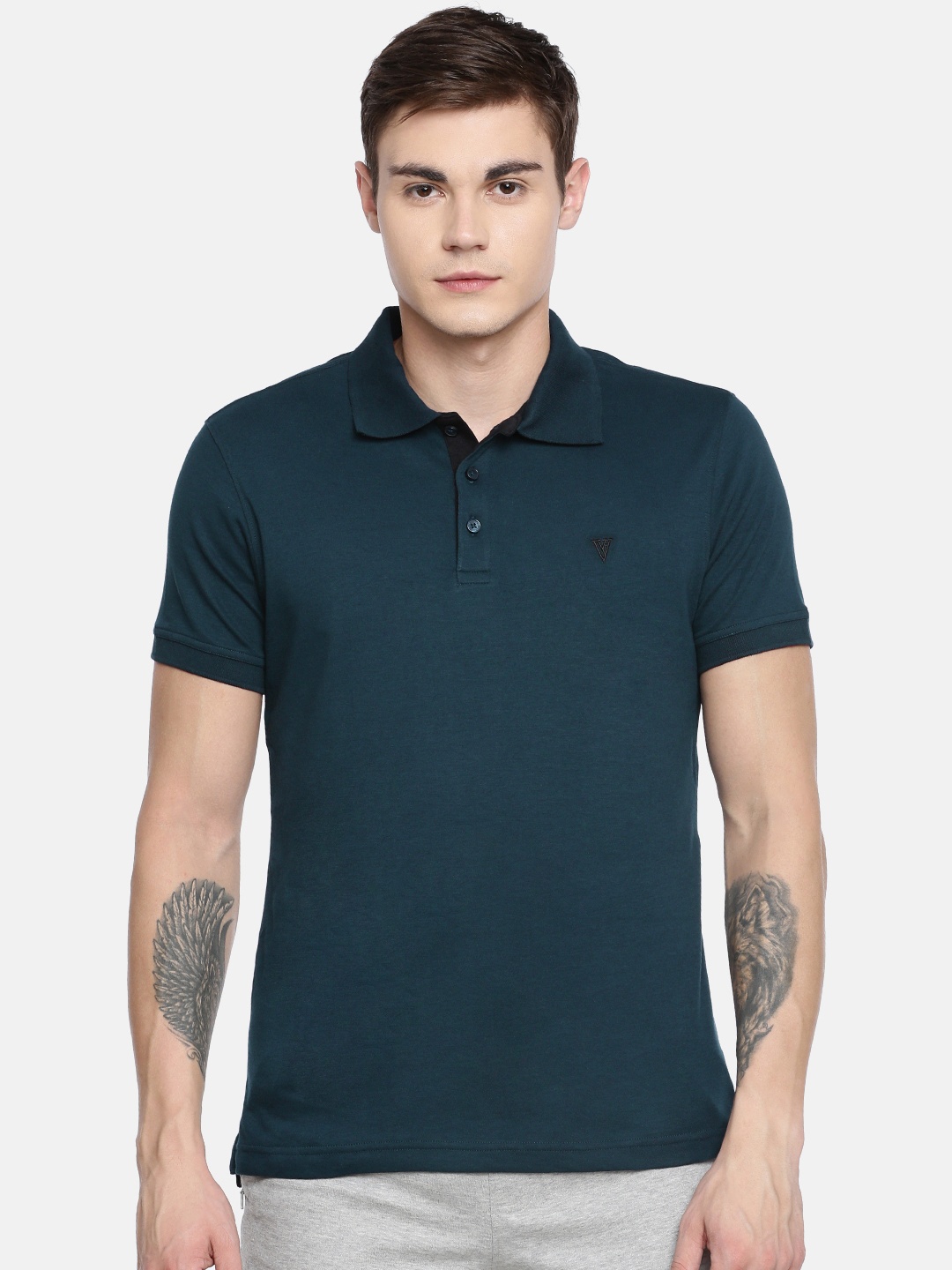 

Van Heusen Athleisure Men Solid Ultra Soft Short Sleeve Polo T-Shirt, Teal
