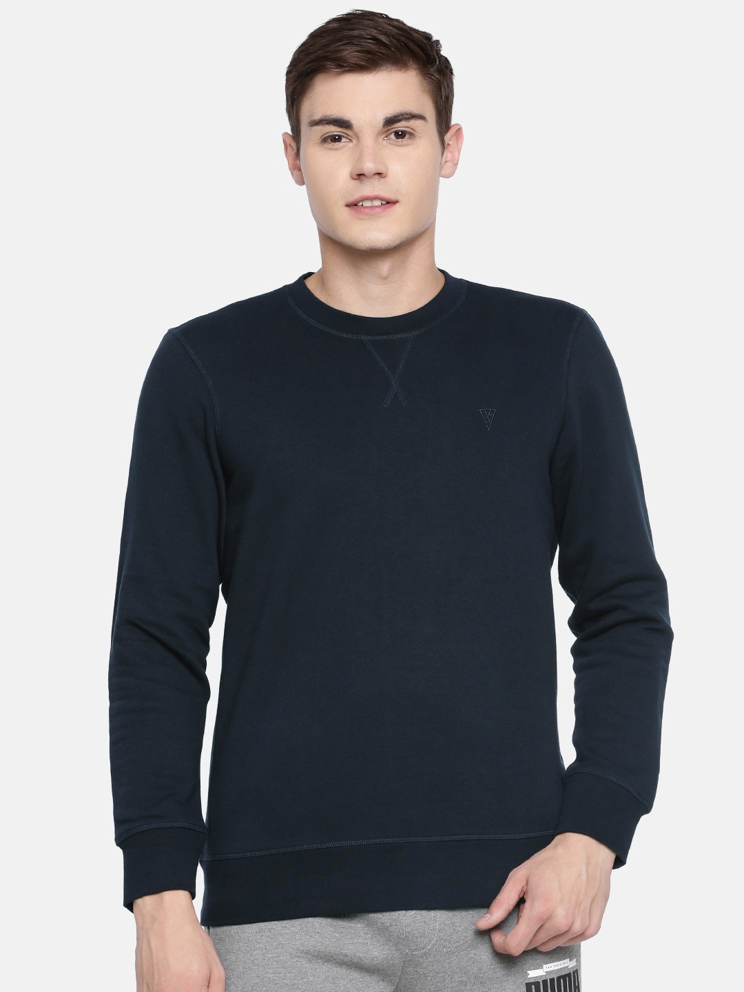 

Van Heusen Men Navy Blue Solid Pullover Sweatshirt