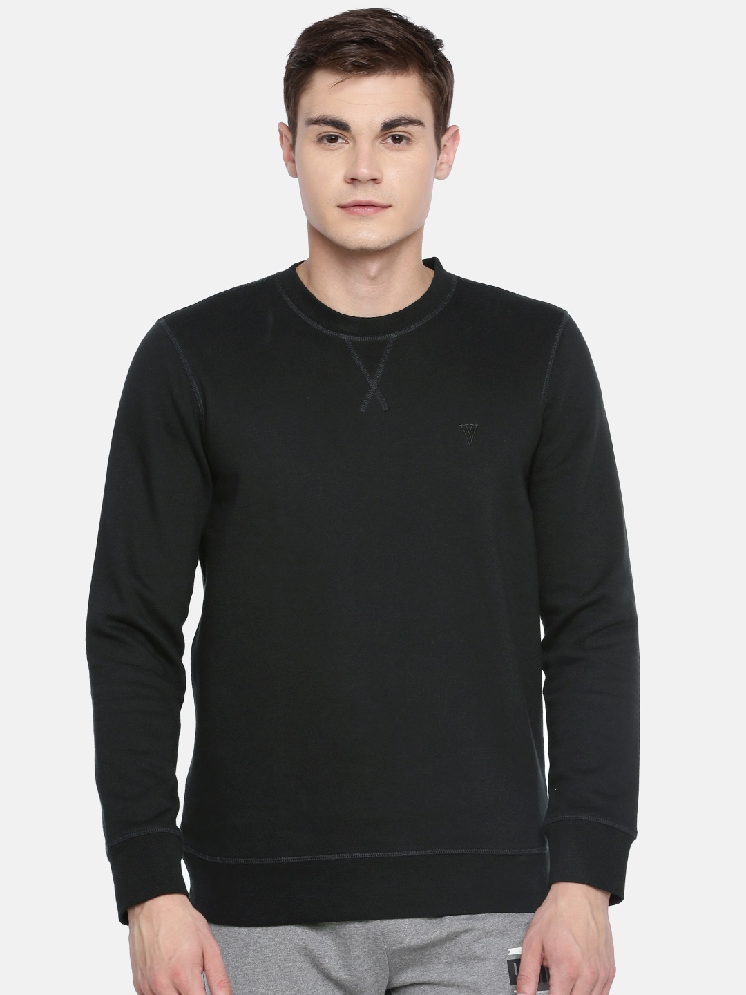 

Van Heusen Athleisure Men Solid Ultra Soft Crew Neck Sweatshirt, Black