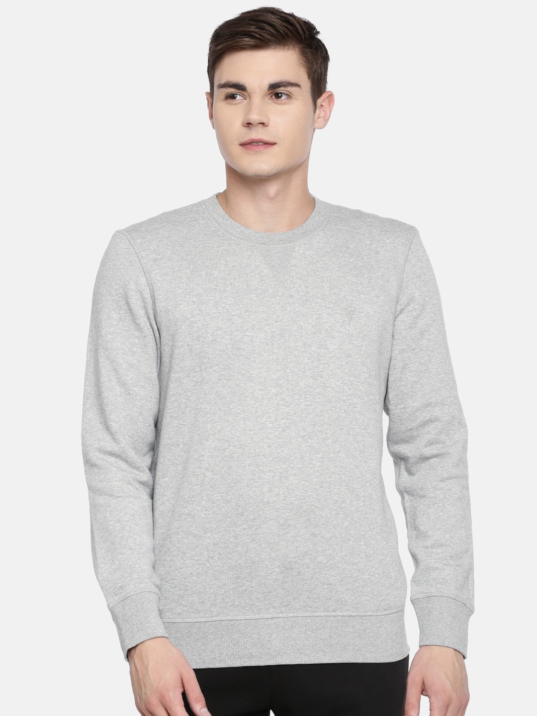 

Van Heusen Athleisure Men Solid Ultra Soft Crew Neck Sweatshirt, Grey melange