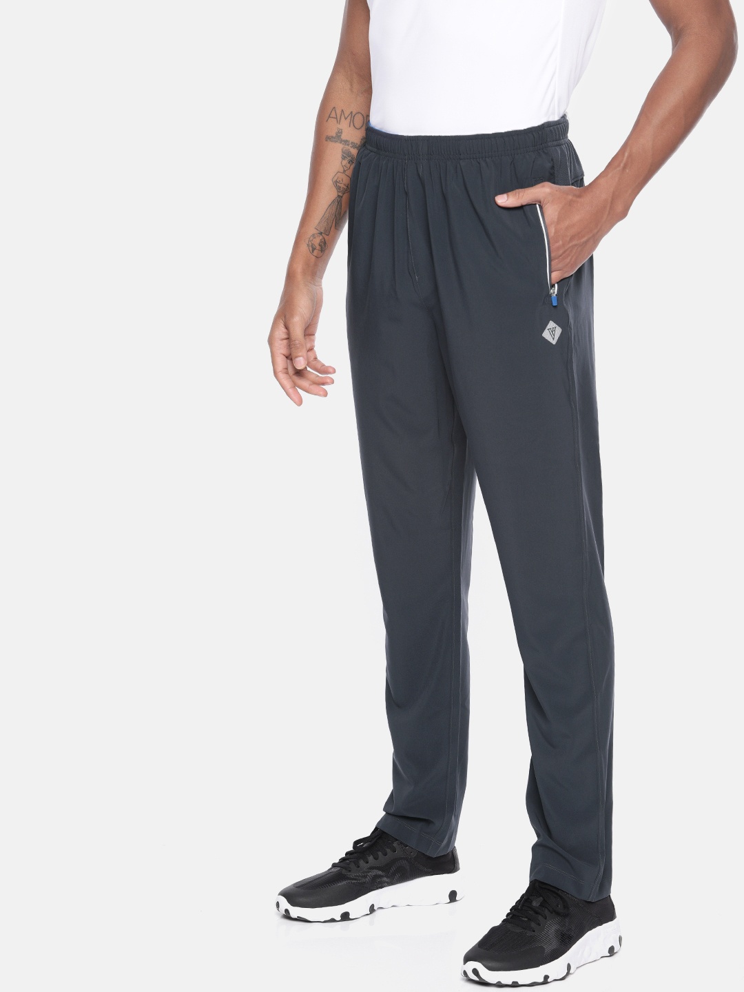 

Van Heusen Men Charcoal Grey Solid Active Performance Track Pants