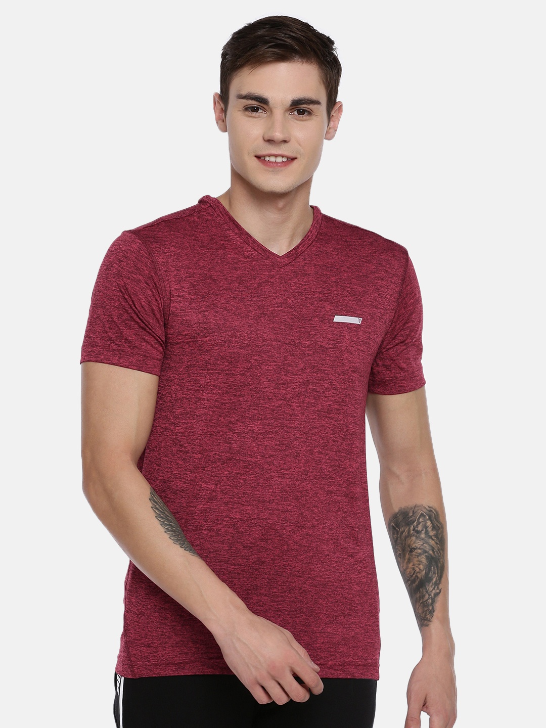 

Van Heusen Men Textured Swift Dry Anti Microbial Active T-Shirt, Maroon