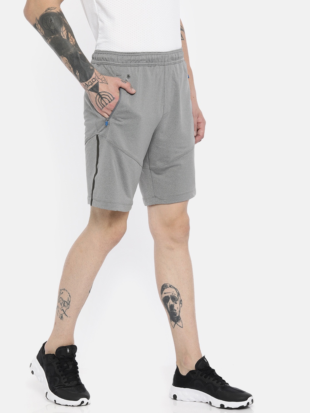 

Van Heusen Men Solid Swift Dry 4-Way Stretch Active Knit Shorts, Grey melange