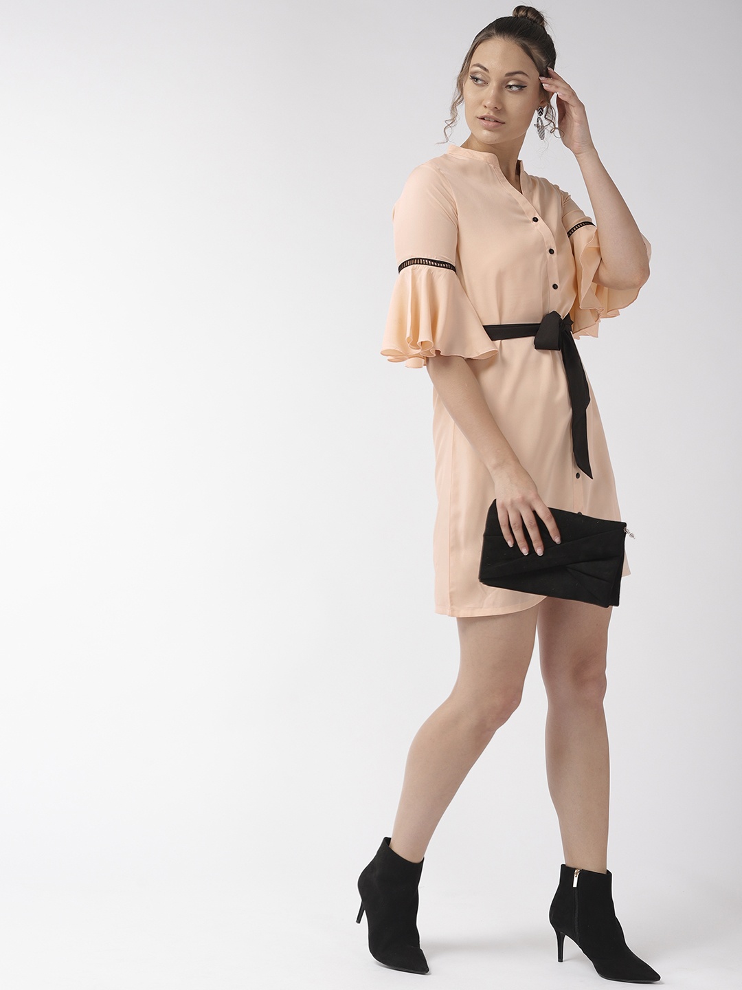 

Style Quotient Women Peach Coloured Solid A-Line Dress