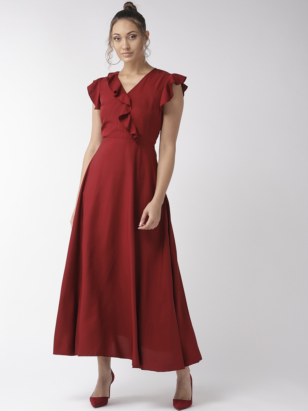 

Style Quotient Women Burgundy Solid Maxi Dress
