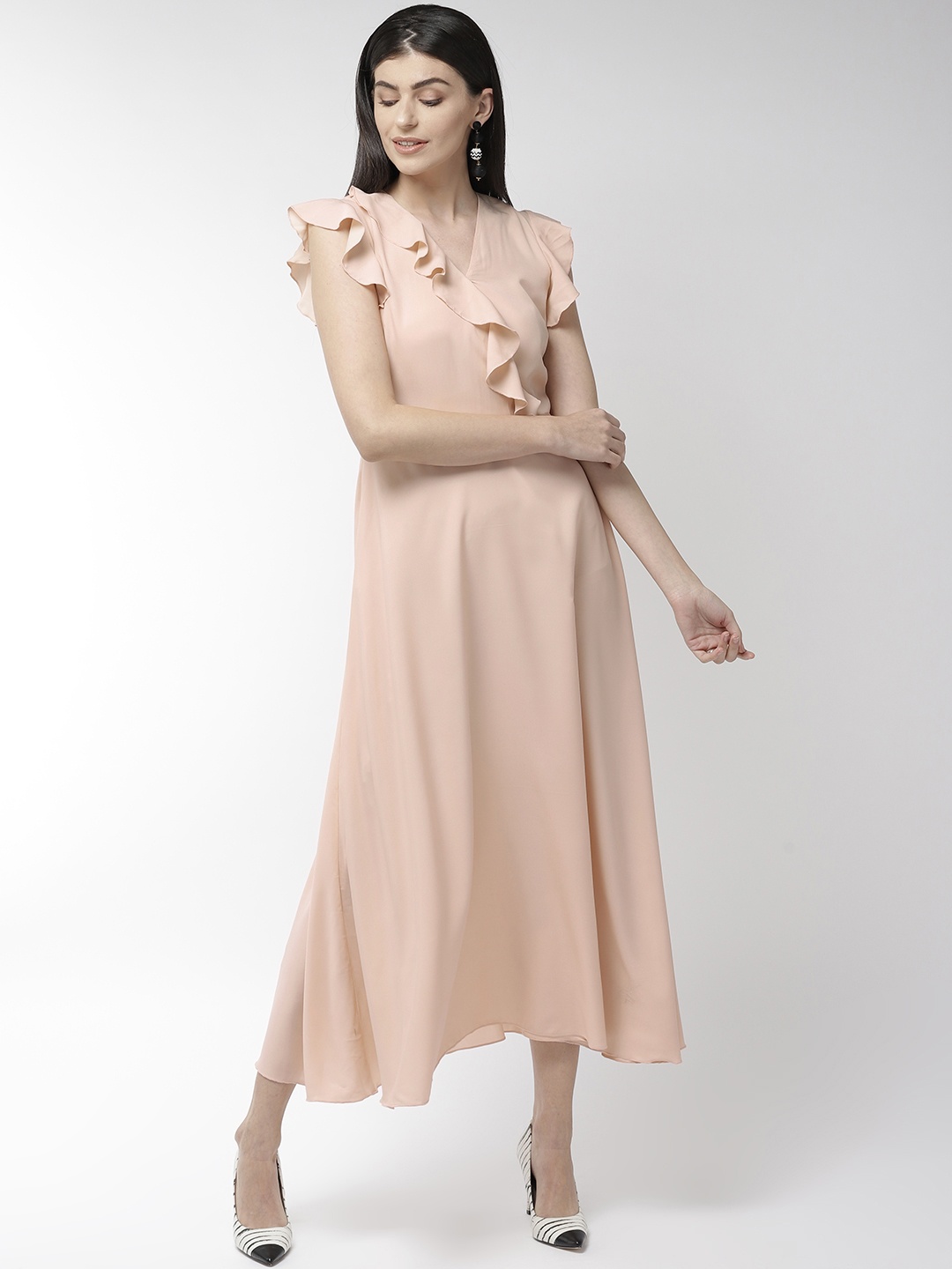 

Style Quotient Women Peach Coloured Solid Maxi Dress