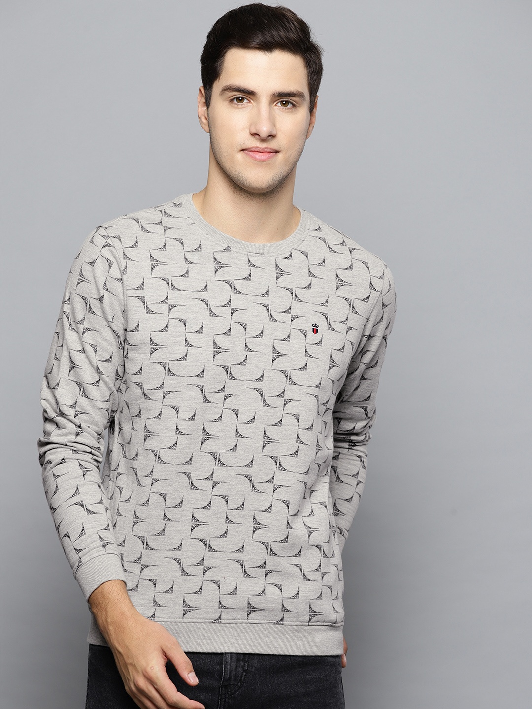 

Louis Philippe Sport Men Grey & Black Printed Sweatshirt