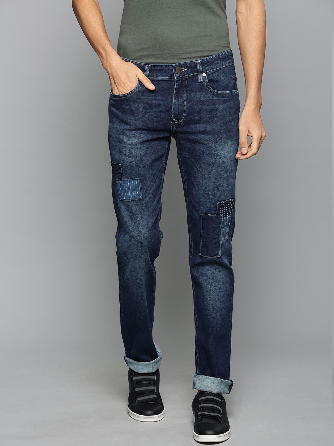 

Louis Philippe Jeans Men Navy Blue Matt Slim Fit Low-Rise Clean Look Jeans