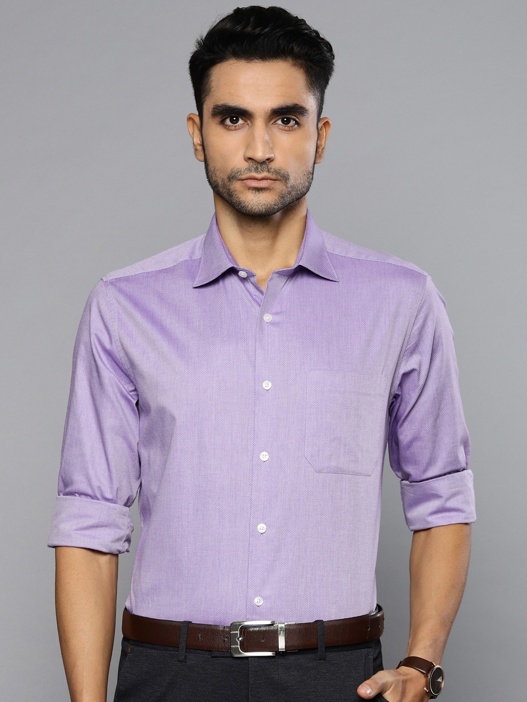 

Louis Philippe Men Purple Classic Regular Fit Self Design Casual Shirt