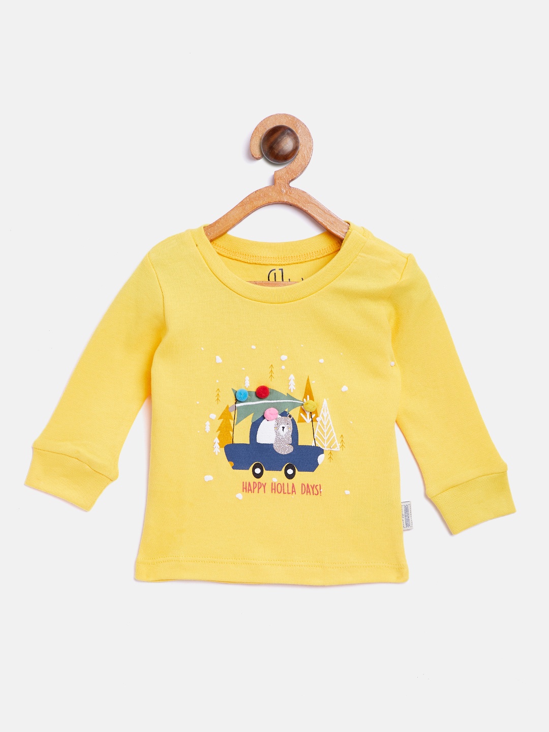 

Gini and Jony Boys Yellow Printed Round Neck T-shirt