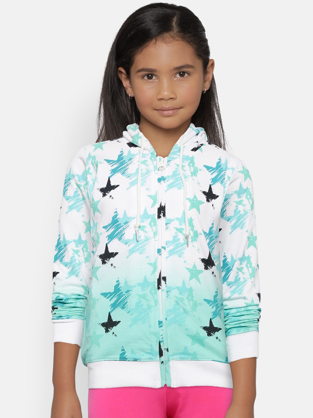 

Gini and Jony Girls Sea Green & White Star Print Hooded Sweatshirt