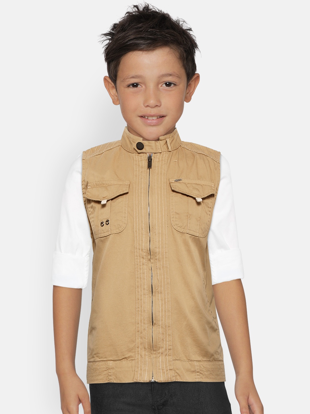 

Gini and Jony Boys Khaki Solid Tailored Jacket