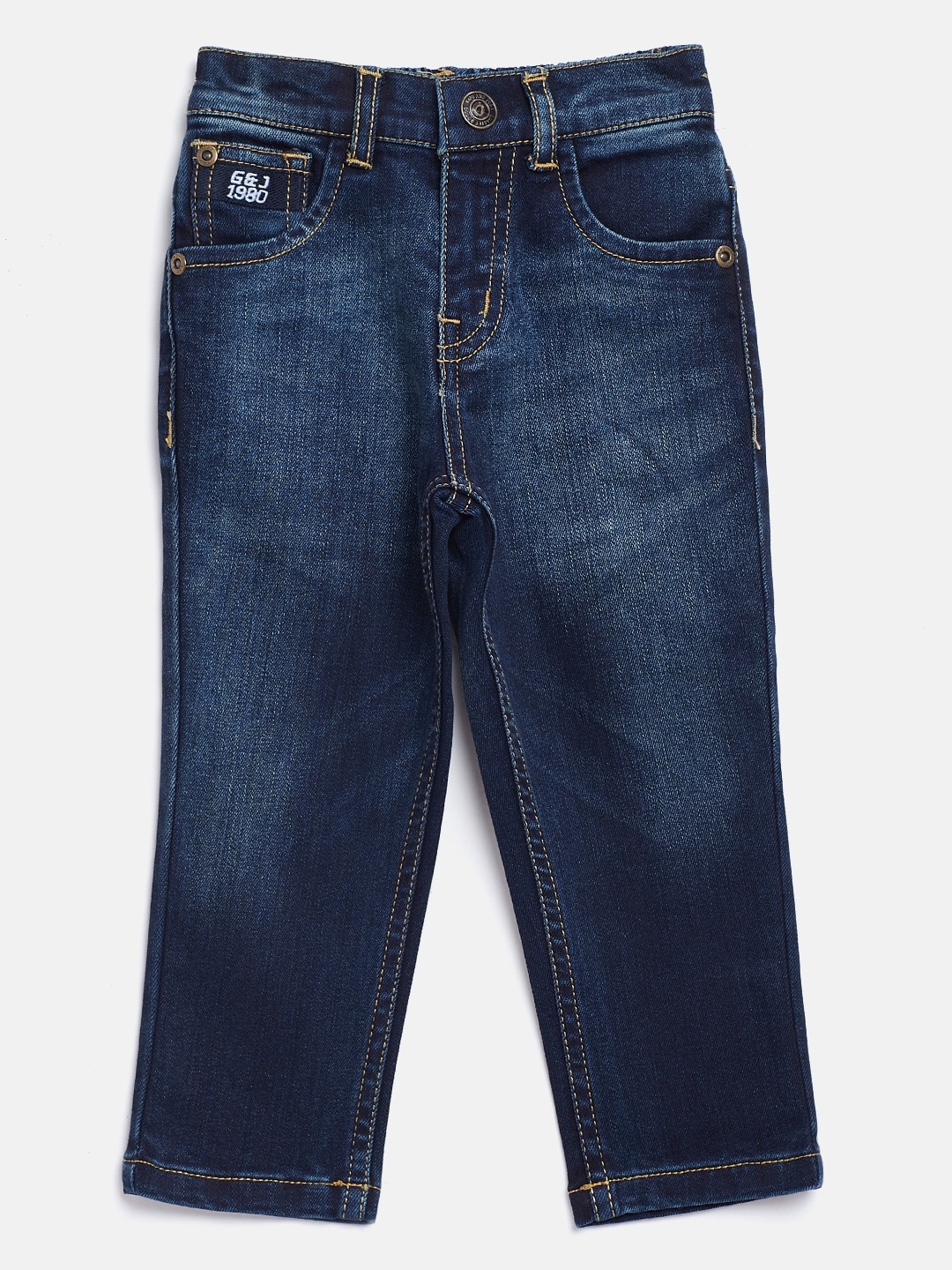 

Gini and Jony Boys Navy Blue Regular Fit Mid-Rise Clean Look Stretchable Jeans