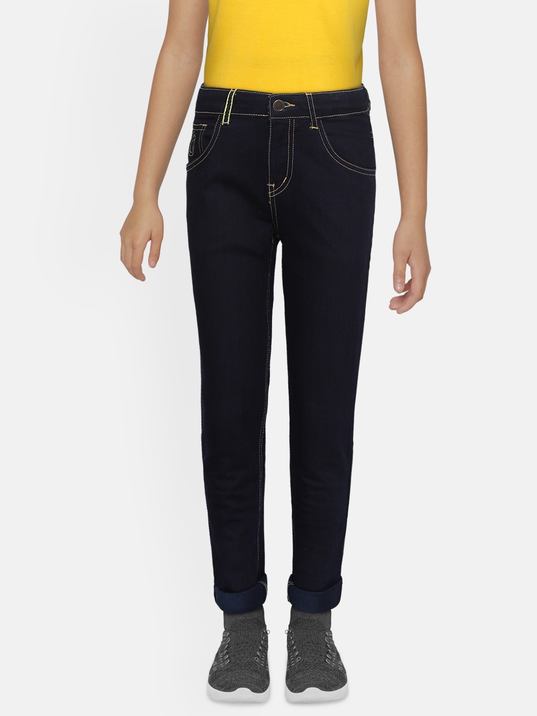 

Gini and Jony Boys Navy Blue Slim Fit Mid-Rise Clean Look Stretchable Jeans