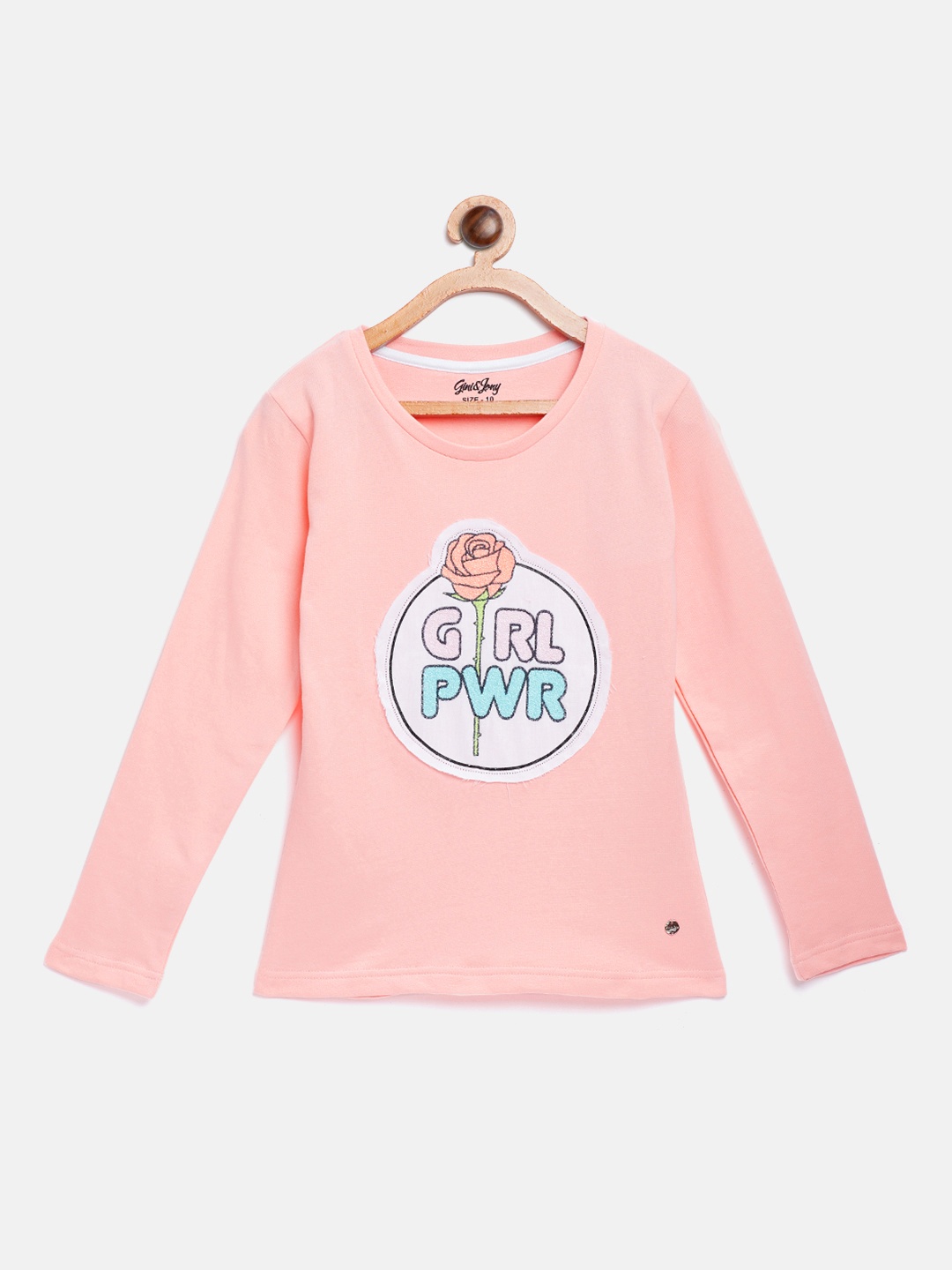 

Gini and Jony Girls Peach-Coloured Applique Detail Sweatshirt
