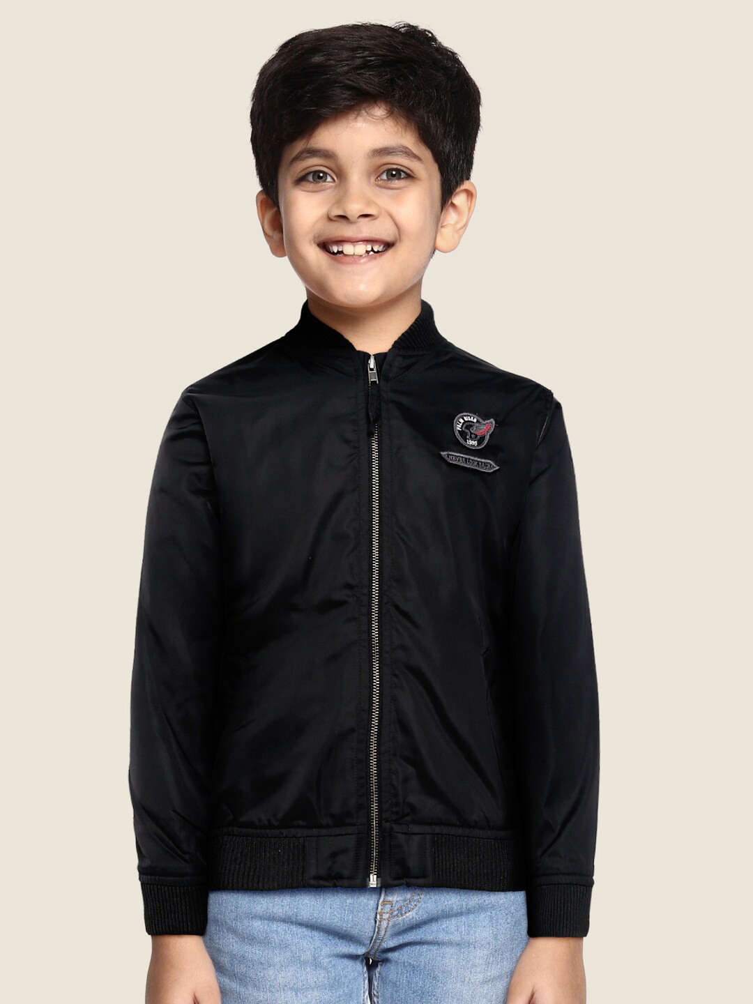 

Palm Tree Boys Black Solid Bomber Jacket