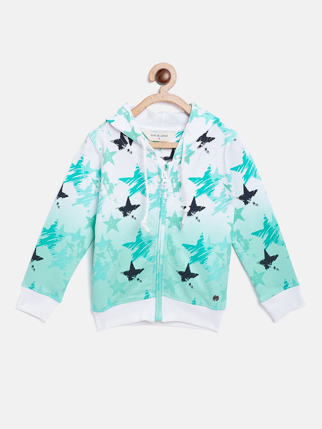 

Gini and Jony Girls Sea Green & White Star Print Hooded Sweatshirt
