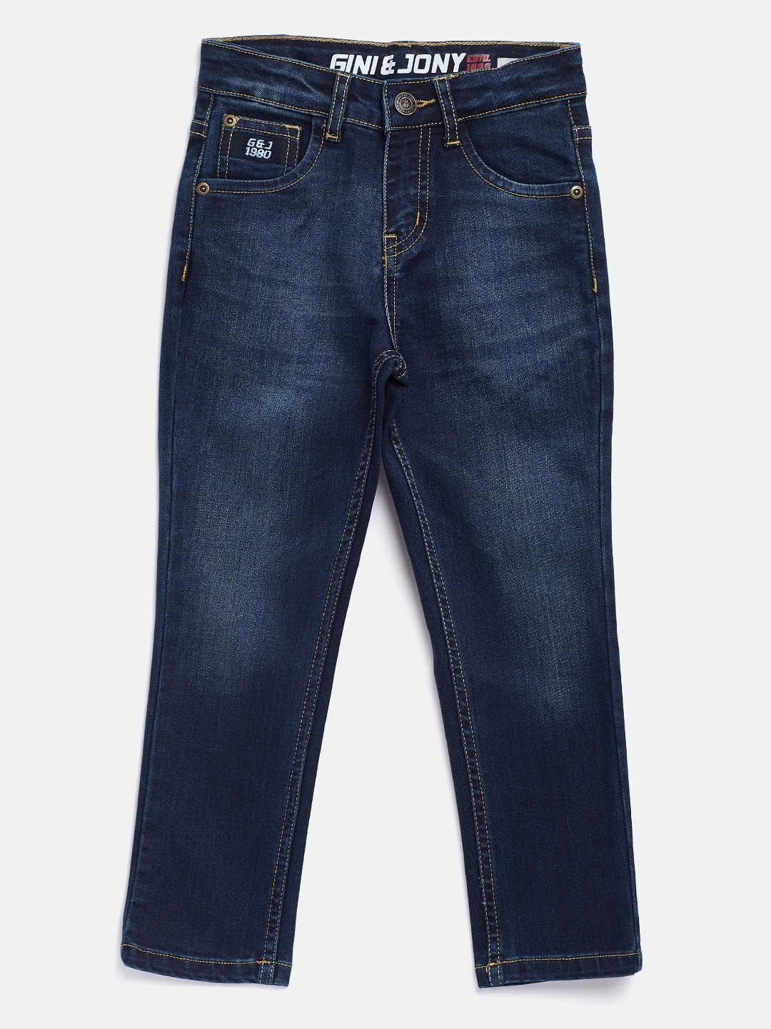 

Gini and Jony Boys Navy Blue Slim Fit Mid-Rise Clean Look Stretchable Jeans