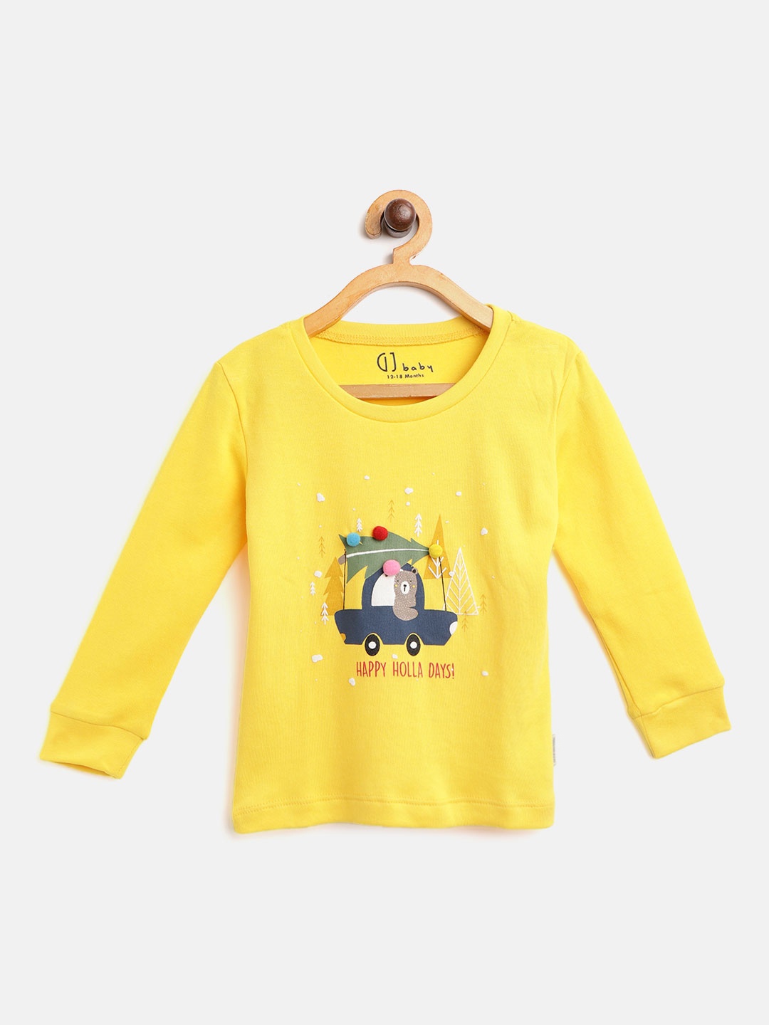 

Gini and Jony Boys Yellow Printed Round Neck Pure Cotton T-shirt
