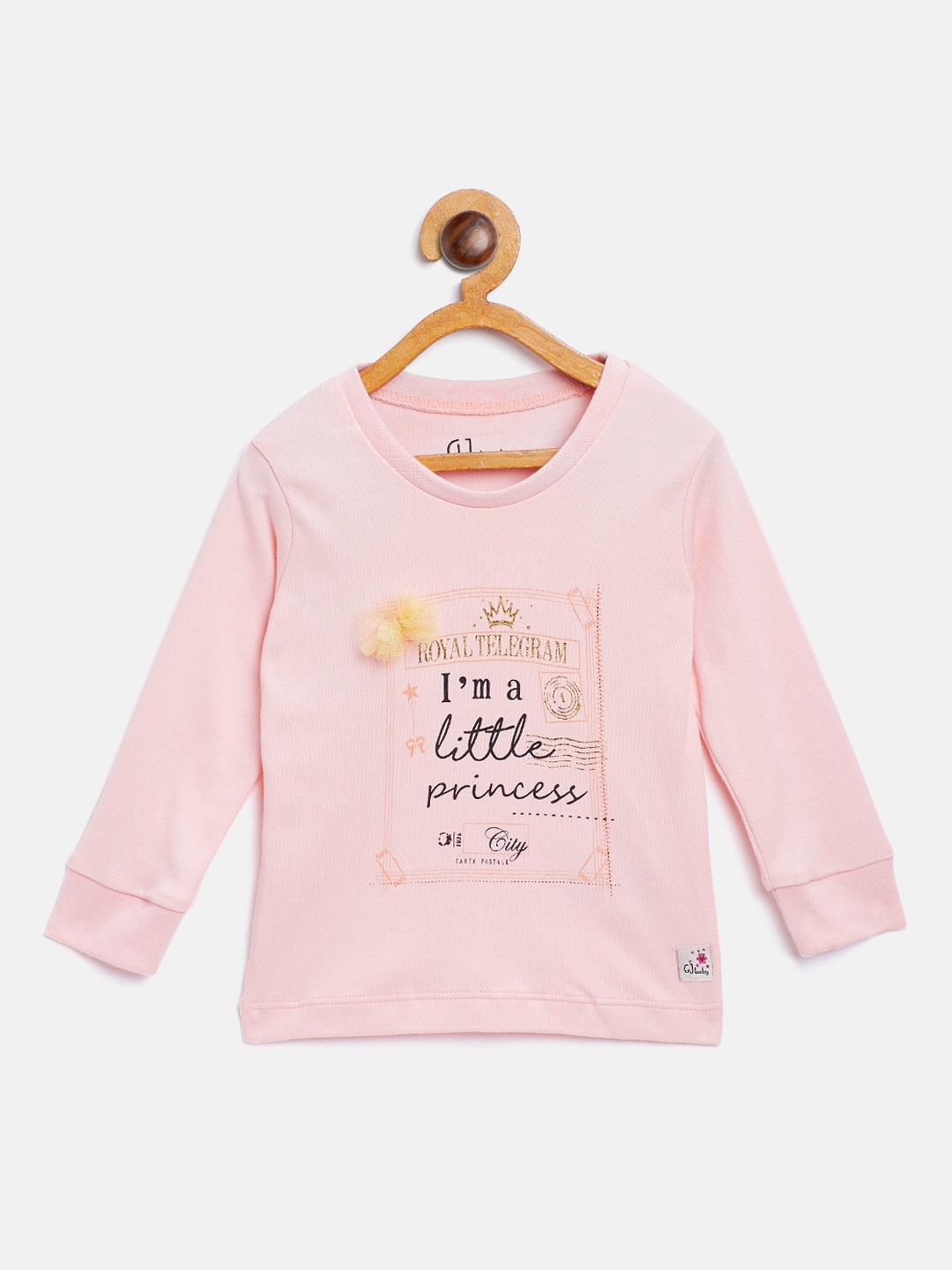 

Gini and Jony Girls Pink Printed Round Neck Pure Cotton T-shirt