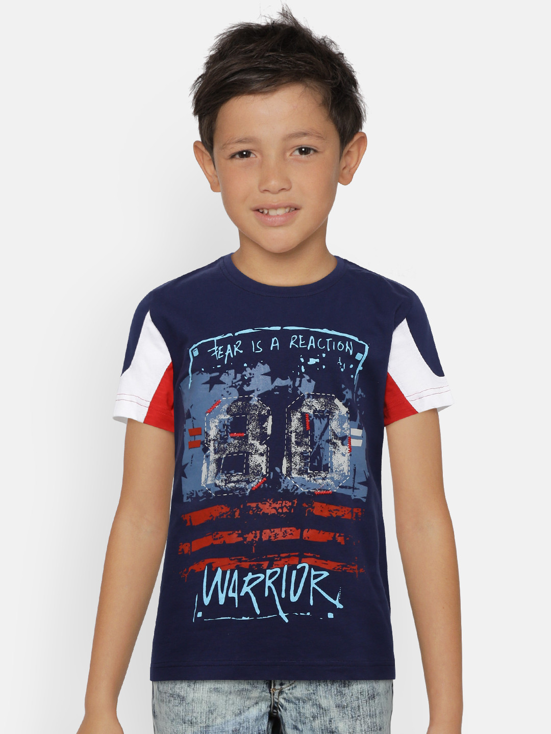 

Gini and Jony Boys Navy Blue Printed Round Neck T-shirt