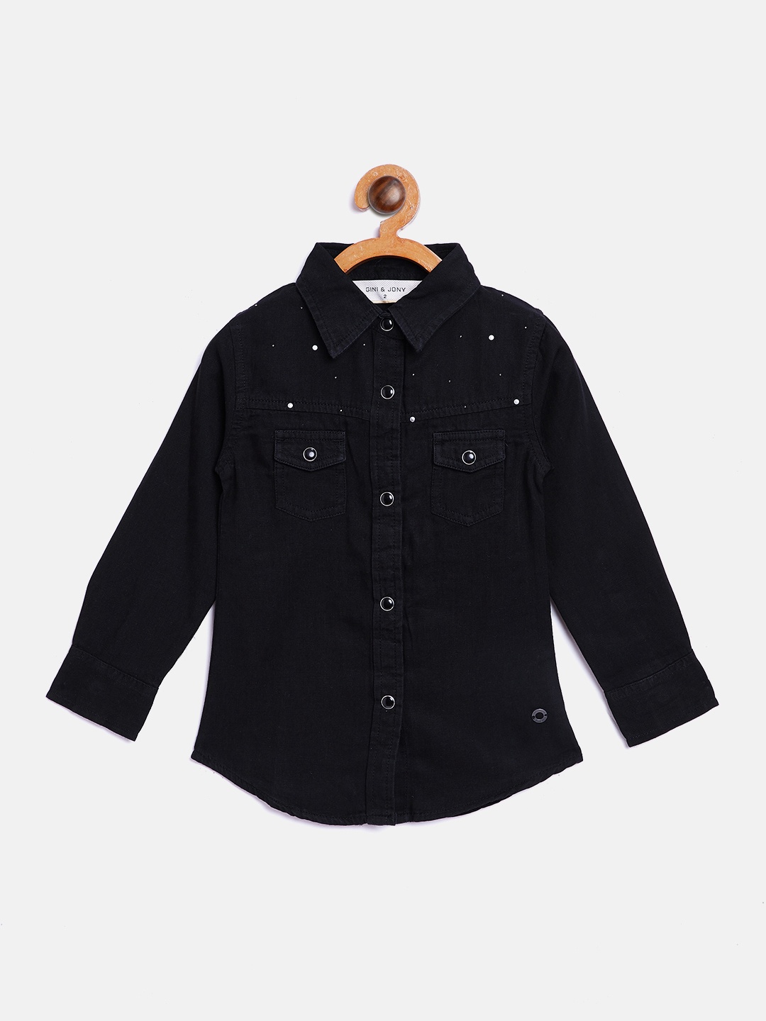 

Gini and Jony Girls Black Regular Fit Solid Casual Shirt
