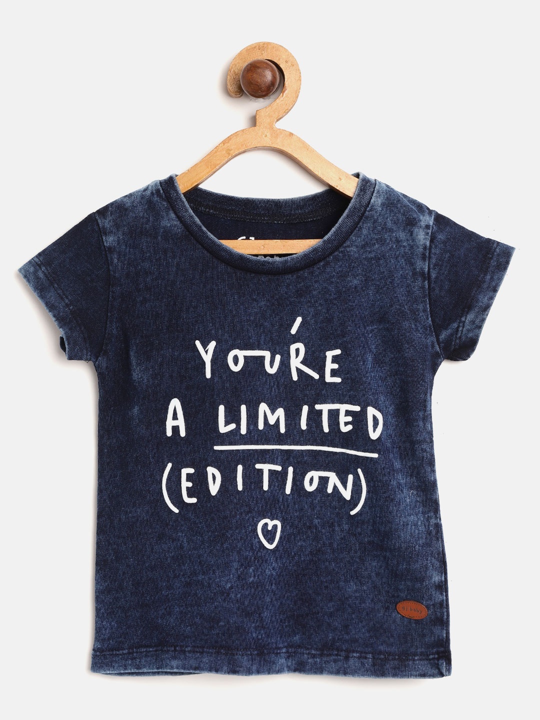 

Gini and Jony Girls Navy Blue Printed Round Neck Pure Cotton T-shirt