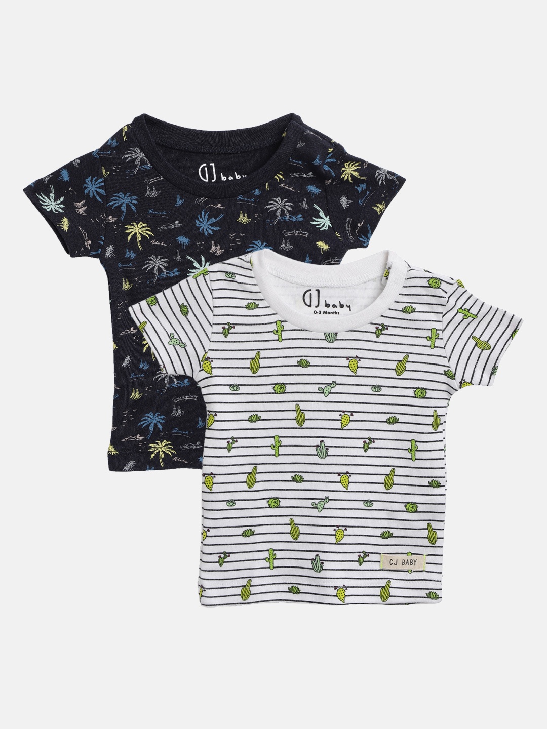 

Gini and Jony Boys Pack of 2 Printed Pure Cotton T-shirts, Navy blue
