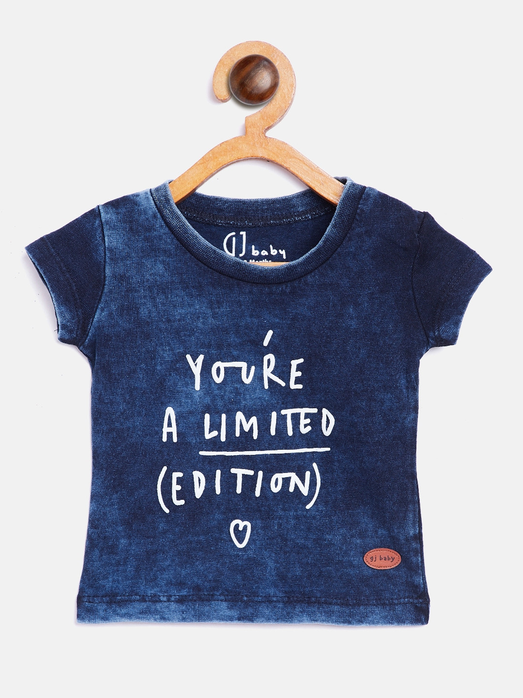 

Gini and Jony Girls Navy Printed Round Neck Pure Cotton T-shirt, Navy blue