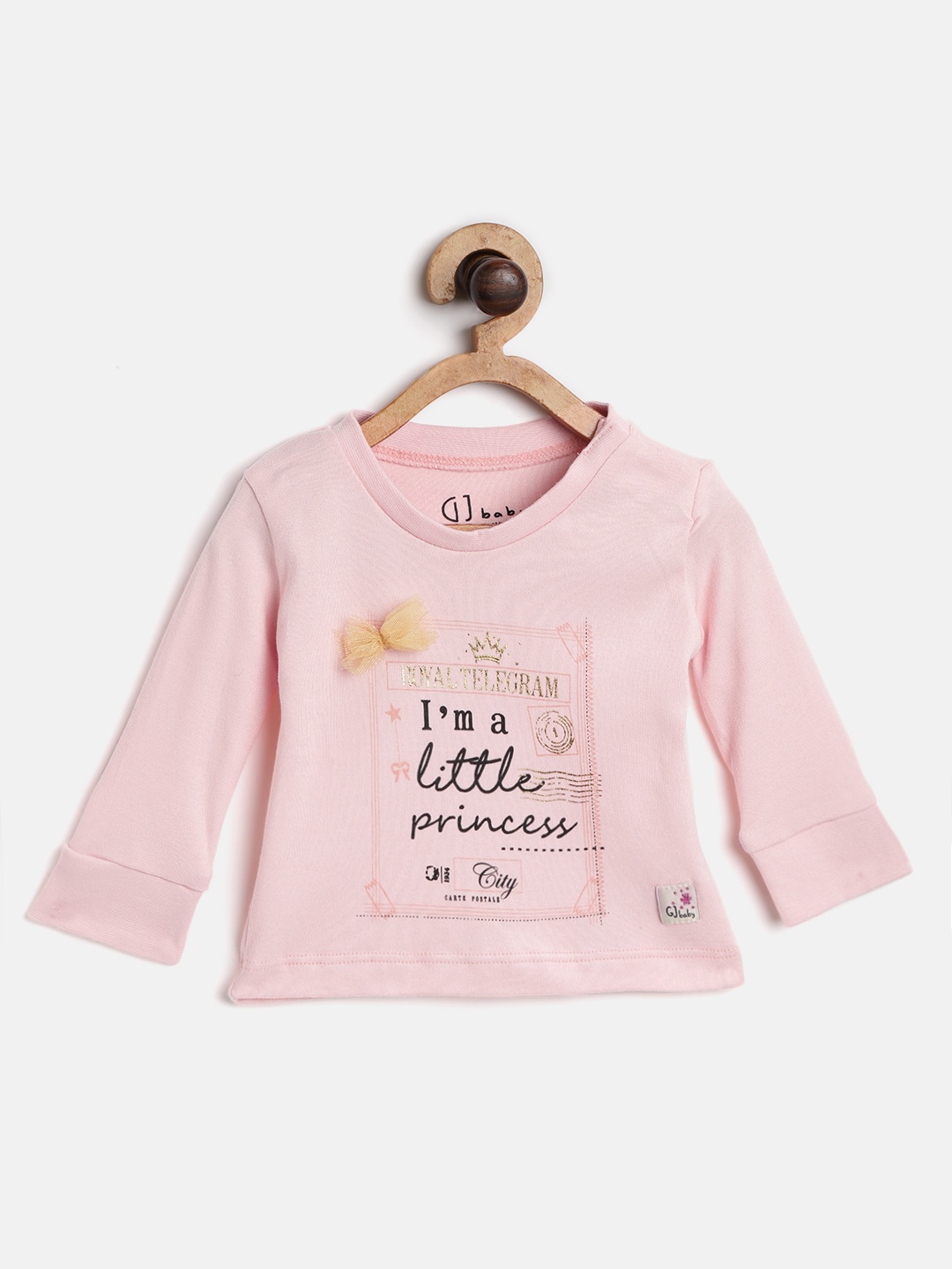 

Gini and Jony Girls Pink & Black Printed Round Neck T-shirt