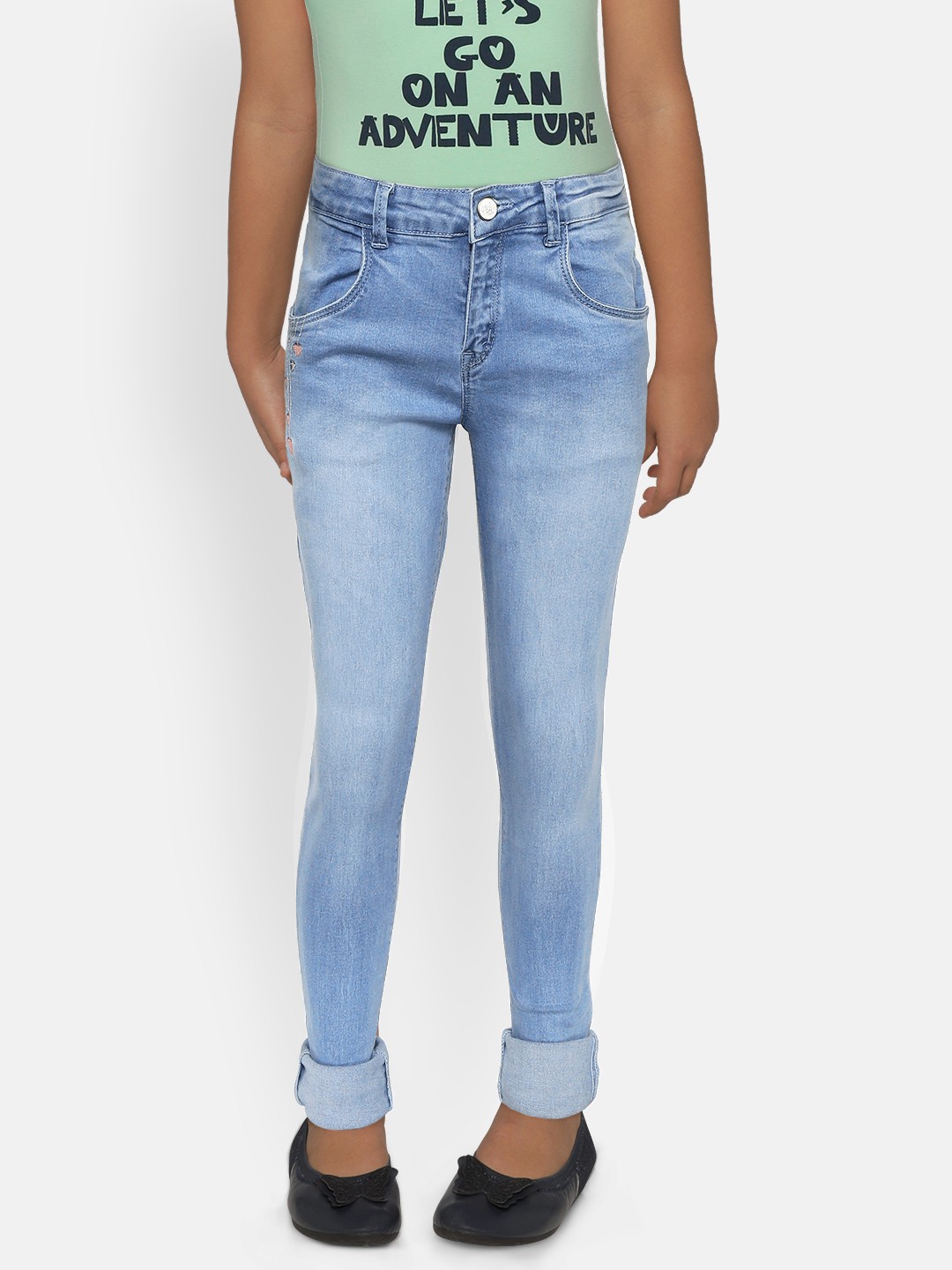 

Gini and Jony Girls Blue Slim Fit Mid-Rise Clean Look Stretchable Jeans