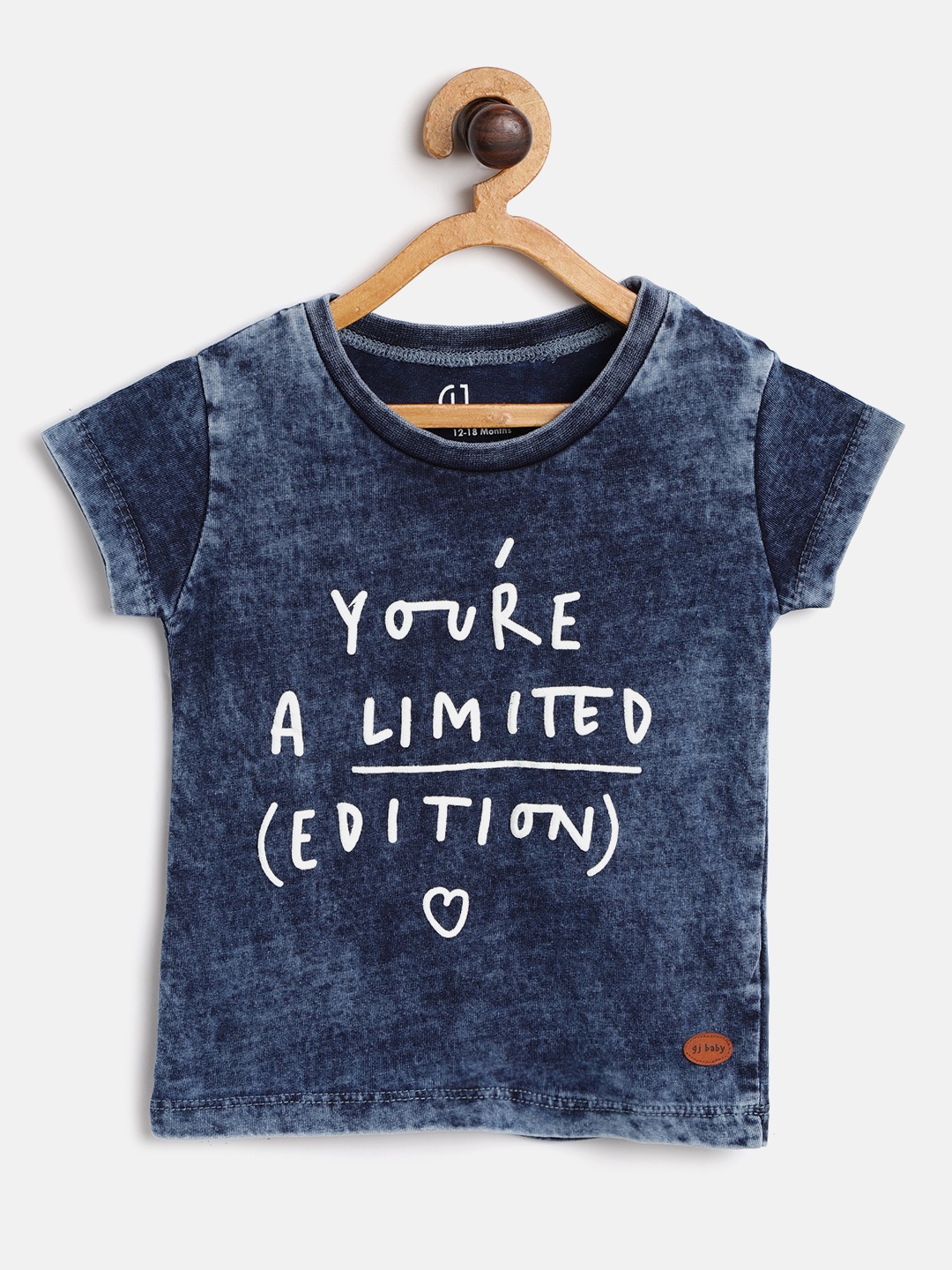 

Gini and Jony Girls Navy Blue & White Printed Round Neck T-shirt