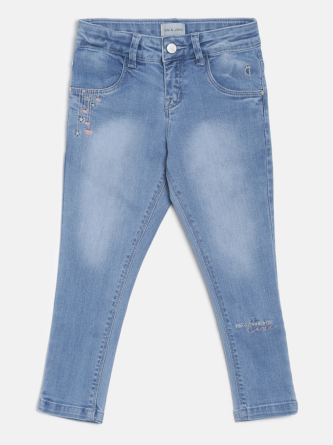 

Gini and Jony Girls Blue Slim Fit Mid-Rise Clean Look Stretchable Jeans