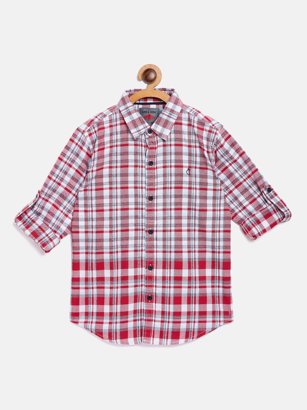 

Gini and Jony Boys Red & White Regular Fit Checked Casual Shirt